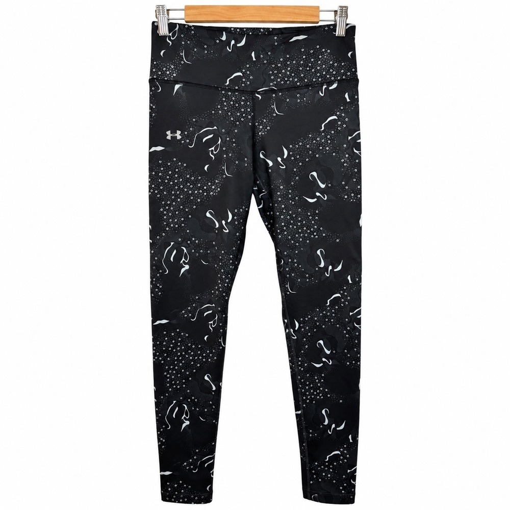 Under Armour ColdGear Womens Medium Compression Leggings Black Gray Printed